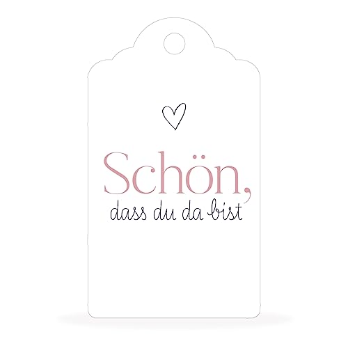 white&ivory, 50 Anhänger, Hangtags schön, dass du da bist | stilvolles Design: herz rosa | 70 x 40 mm | Gastgeschenke für Hochzeit Taufe Geburtstag white&ivory, 50 Anhänger, Hangtags schön, dass du da bist | stilvolles Design: herz rosa | 70 x 40 mm | Gastgeschenke für Hochzeit Taufe Geburtstag von white & ivory