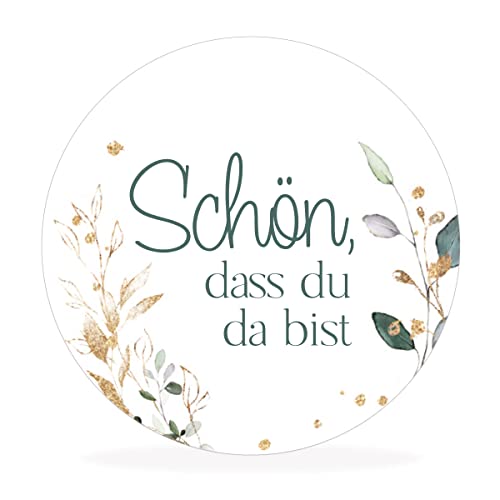 white&ivory, 50 runde Aufkleber, Sticker Schön, dass du da bist | stilvolles Design: floral | 4cm Durchmesser | selbstklebend | Gastgeschenke für Hochzeit Taufe Geburtstag white&ivory, 50 runde Aufkleber, Sticker Schön, dass du da bist | stilvolles Design: floral | 4cm Durchmesser | selbstklebend | Gastgeschenke für Hochzeit Taufe Geburtstag von white & ivory