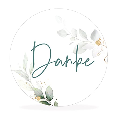 white & ivory 10 runde Aufkleber, Sticker "DANKE" | 4cm Durchmesser | Gastgeschenke für Hochzeit Taufe Geburtstag | selbstklebend | stilvolles Design von white & ivory