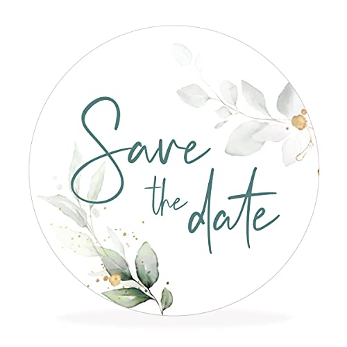 white & ivory 10 runde Aufkleber, Sticker "SAVE THE DATE" | 4cm Durchmesser | Gastgeschenke für Hochzeit Taufe Geburtstag | selbstklebend | stilvolles Design von white & ivory