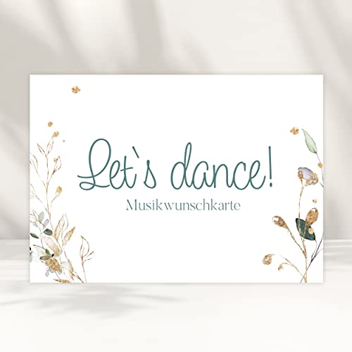 white & ivory 25 Musikwunschkarten Hochzeit | DIN A6 | floral - Premium Musikwunsch Karten für DJ + Gäste-Wünsche, Hochzeitsspiel, Hochzeitsfeier von white & ivory