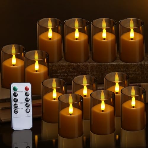 wiipara 12 Stück LED Kerzen Set mit Fernbedienung und Timer Funktion, Elektrische Teelichter mit Abdeckung, Flackernde Flamme, Realistische LED Candles Kerzenlampe für Party, Home Decor, Camping(Grau) wiipara 12 Stück LED Kerzen Set mit Fernbedienung und Timer Funktion, Elektrische Teelichter mit Abdeckung, Flackernde Flamme, Realistische LED Candles Kerzenlampe für Party, Home Decor, Camping(Grau) von wiipara