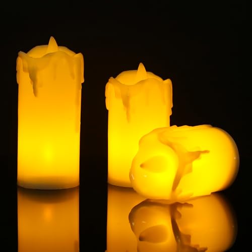 wiipara LED Kerzen, Realistische Tropfwachs LED Candles Flammenlose Elektrische Teelichter, Batteriebetrieben, LED-Kerzen Set (5,5cm/7cm/8,5cm) für Hochzeit Halloween Weihnachten Deko von wiipara