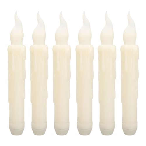 wiipara LED Stabkerzen 6 stk. Flackernde Flamme Kerzen, Warmweiß (W2 x H17 CM), Flammenlose Stabkerze LED Candles Set Weihnachtskerzen für Weihnachtsdeko, Hochzeit, Geburtstags Partys von wiipara
