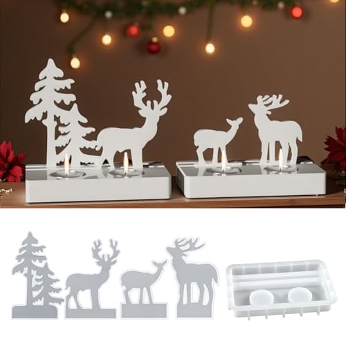 5 PCS Silikonformen Gießformen Weihnachten Gießformen Silikon Elch Weihnachten Tannenbaum Kerzenhalter Gussformen für Gips 5 PCS Silikonformen Gießformen Weihnachten Gießformen Silikon Elch Weihnachten Tannenbaum Kerzenhalter Gussformen für Gips von wikimo