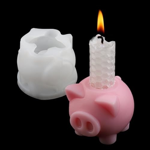 Wikimo Schweinchen Silikonformen gießformen für Kerzenhalter, 3D Epoxidharz Formen Silikon für DIY Kerzenständer, Silikonformen Beton Gießform für Heimdekoration,Kerzengießform von wikimo