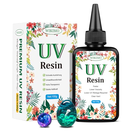 WIKIMO 100g UV Resin, Upgrade UV Kleber für Schmuck Selber Machen Set Kristallklares Transparentes, UV Harz für Gießen Schmuck Herstellung DIY Handwerk Geruchsarmer Ultravioletter UV Epoxidharz WIKIMO 100g UV Resin, Upgrade UV Kleber für Schmuck Selber Machen Set Kristallklares Transparentes, UV Harz für Gießen Schmuck Herstellung DIY Handwerk Geruchsarmer Ultravioletter UV Epoxidharz von wikimo