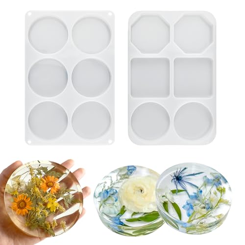 WIKIMO 2 Stück Silikonformen gießformen für Untersetzer, DIY Epoxidharz Silikonformen für Tiefe Runde Untersetzer mit Vertiefungen, Silikon Gießformen zur Konservierung von Blumensträußen WIKIMO 2 Stück Silikonformen gießformen für Untersetzer, DIY Epoxidharz Silikonformen für Tiefe Runde Untersetzer mit Vertiefungen, Silikon Gießformen zur Konservierung von Blumensträußen von wikimo