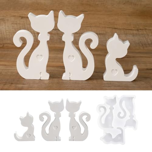 WIKIMO 3 Stück Silikonformen Gießformen für Katze, Gips zum Gießen für Tiere, Epoxidharz Formen Silikonform Katze Sommer Gießformen DIY Handgefertigter WIKIMO 3 Stück Silikonformen Gießformen für Katze, Gips zum Gießen für Tiere, Epoxidharz Formen Silikonform Katze Sommer Gießformen DIY Handgefertigter von wikimo