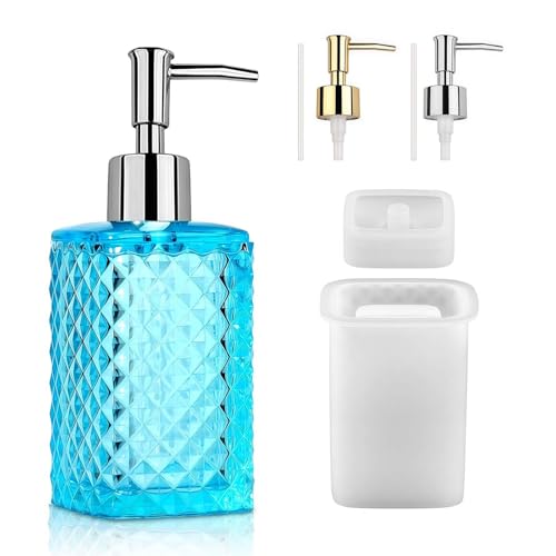 WIKIMO 4 Pcs Silikon Epoxidharz Formen für Seifenspender, Leicht zu Lösen Silikonformen Gießformen Flasche Mit Pumpe und Strohhalm, Silikonform Gießform Set für DIY Badezimmer (Rautenmuster) von wikimo