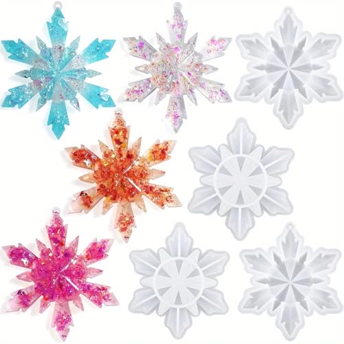 WIKIMO 5 Stück Silikonformen Gießformen Weihnachten 3D-Schneeflocke Epoxidharz Formen Geeignet für DIY-Weihnachtsdekorationen, Schmuckanhänger und Schlüsselanhänger WIKIMO 5 Stück Silikonformen Gießformen Weihnachten 3D-Schneeflocke Epoxidharz Formen Geeignet für DIY-Weihnachtsdekorationen, Schmuckanhänger und Schlüsselanhänger von wikimo