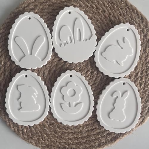 WIKIMO 6 Mulden Silikonform Ostern, Silikonformen Gießformen Ostern für Hasen, Anhänger Epoxidharz Gießform, Hasen Gießform Ostern von wikimo