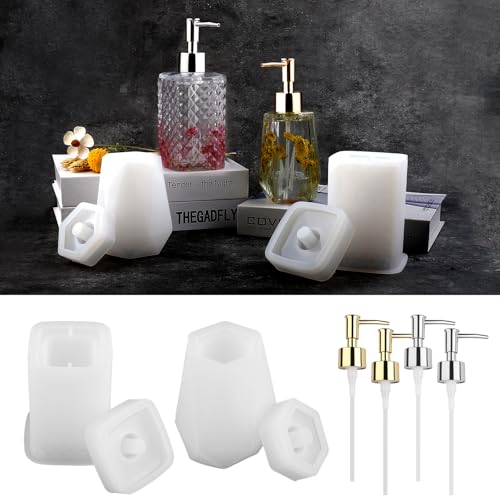 WIKIMO 8 Pcs Epoxidharz Formen, Silikonformen Gießformen, Silikon Form Flasche +Pumpe und Strohhalm, Resin Silikon Gießformen für DIY Badezimmer Form Harzkunstherstellung, Stifthalter (Rhombus) WIKIMO 8 Pcs Epoxidharz Formen, Silikonformen Gießformen, Silikon Form Flasche +Pumpe und Strohhalm, Resin Silikon Gießformen für DIY Badezimmer Form Harzkunstherstellung, Stifthalter (Rhombus) von wikimo