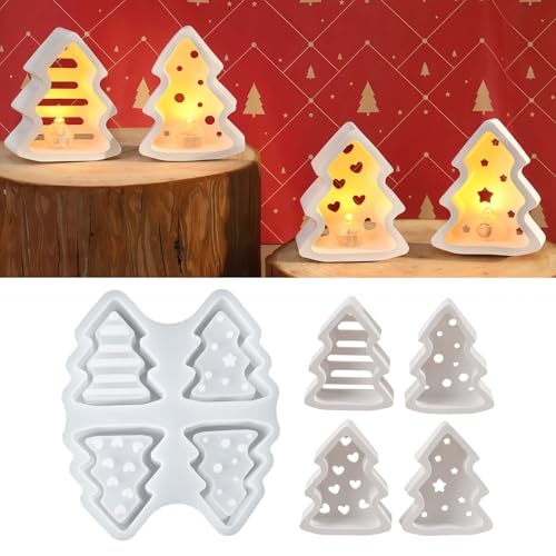 WIKIMO Mini-Weihnachtsbaum Silikonformen Gießformen Geeignet für Teelicht und Kleine Glühbirne, 4 Stück Silikonform Weihnachten für Kleiner Weihnachtsbaum Kerzenhalter WIKIMO Mini-Weihnachtsbaum Silikonformen Gießformen Geeignet für Teelicht und Kleine Glühbirne, 4 Stück Silikonform Weihnachten für Kleiner Weihnachtsbaum Kerzenhalter von wikimo