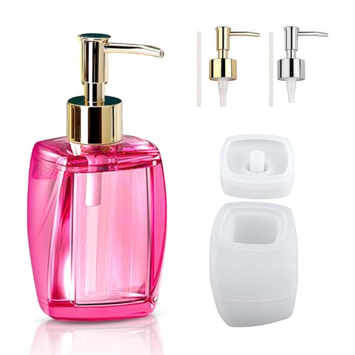 WIKIMO Silikonformen Gießformen Epoxidharz Formen für Seifenspender Mit Pumpe und Strohhalm, Resin Formen Set für DIY Badezimmer (Abgerundete Form) von wikimo