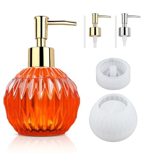 WIKIMO Silikonformen Gießformen Epoxidharz Formen für Seifenspender Mit Pumpe und Strohhalm, Resin Formen Set für DIY Badezimmer (Runde Raute) von wikimo