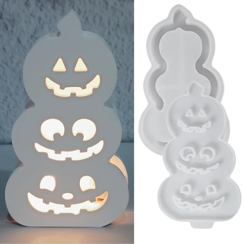 WIKIMO Silikonformen Gießformen Lichter Halloween Kürbis, Gießformen Silikon Halloween für Led,Gipsformen zum Gießen, Epoxidharz Formen von wikimo