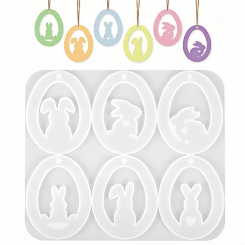 WIKIMO Silikonformen Gießformen für Ostern Hase, DIY Silikonformen Gießformen Ostern Hase ein Anhänger, Gießform Ostern Hase Gießformen Silikon für Osterdekoration von wikimo