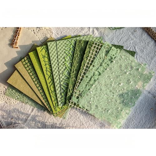 Wikimo 16 Blätter Scrapbook Zubehör für Decorative, 10 x14 cm Relief Scrapbook Papier, Scrapbooking Papier für Geschenkbox, Tagebuch für Notizen, Nachrichtenzettel, Tagebuch (grün) von wikimo