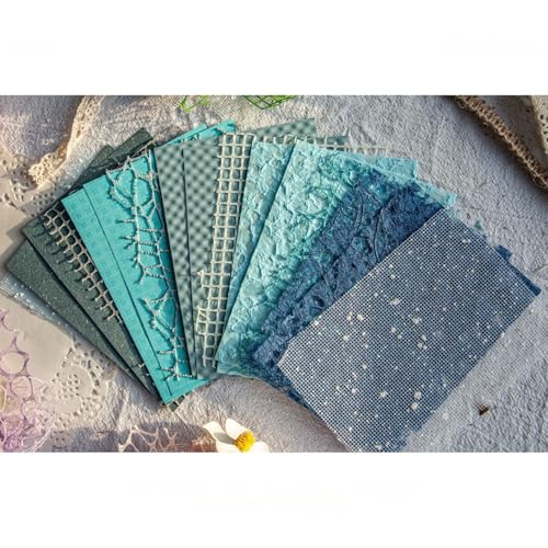 Wikimo 16 Blätter Scrapbook Zubehör für Decorative, 10 x14 cm Relief Scrapbook Papier, Scrapbooking Papier für Geschenkbox, Tagebuch für Notizen, Nachrichtenzettel, Tagebuch (blau) von wikimo