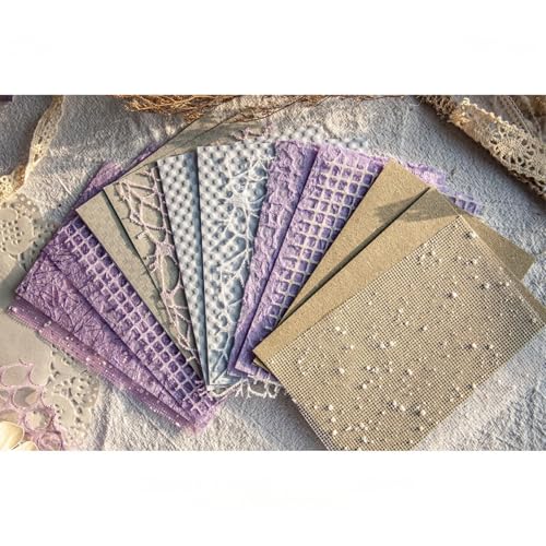 Wikimo 16 Blätter Scrapbook Zubehör für Decorative, 10 x14 cm Relief Scrapbook Papier, Scrapbooking Papier für Geschenkbox, Tagebuch für Notizen, Nachrichtenzettel, Tagebuch (lila) von wikimo