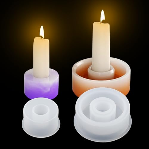 Wikimo 2 Stück Silikonformen gießformen für Kerzenhalter, 3D Epoxidharz Formen Silikon für DIY Kerzenständer, Silikonformen Beton Gießform für Sojawachs Kerzen, Seife, Gips, Handwerk von wikimo