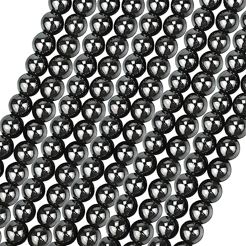 150 Stück Hämatit Perlen der Klasse 8 mm Nichtmagnetische Runde Lose Perlen aus Metall Strang für die Herstellung von Schmuckanhängern für Halsketten, DIY-Schmuckzubehör von wiksite