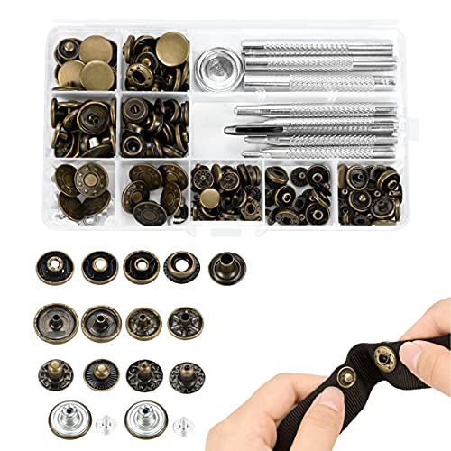 50 Set Druckknöpfe Druckknopf, Metall Snaps Knöpfe mit Unterschiedlicher Größe 10/12/15/17mm, 9 Fixierwerkzeug & Aufbewahrungsbox Kleidung Snaps Taste für Leder Handwerk Brieftasche Handtasche Jeans 50 Set Druckknöpfe Druckknopf, Metall Snaps Knöpfe mit Unterschiedlicher Größe 10/12/15/17mm, 9 Fixierwerkzeug & Aufbewahrungsbox Kleidung Snaps Taste für Leder Handwerk Brieftasche Handtasche Jeans von wiksite