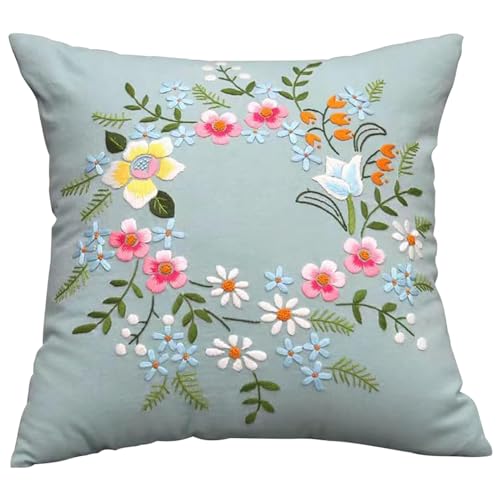 wiksite Stickerei-Set Kissenbezug Kissen DIY Kit mit Blumenmustern und Stickrahmen, Auto Kissen Handstickerei Kit, Stitch Set für Anfänger wiksite Stickerei-Set Kissenbezug Kissen DIY Kit mit Blumenmustern und Stickrahmen, Auto Kissen Handstickerei Kit, Stitch Set für Anfänger von wiksite
