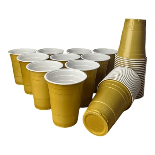 wildvival 50x Goldene Party-Becher – Robuste Plastikbecher für jeden Anlass – 16 oz (473 ml) – Ideal für Partys, Picknicks und mehr von wildvival