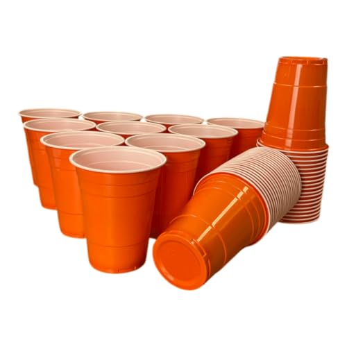 wildvival 50x Orange Party-Becher – Robuste Plastikbecher für jeden Anlass – 16 oz (473 ml) – Ideal für Partys, Picknicks und mehr von wildvival