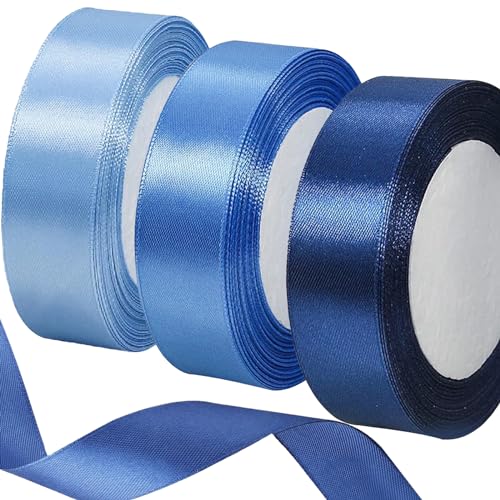 winbest Geschenkband Blau, 66M Geschenkband Blau Breit, 20mm Schleifenband Blau, Satinband Marineblau, Dekoration Präsent Geschenkband, Blaues Geschenkband für Kleid Hochzeit und Geburtstag Geschenke von winbest