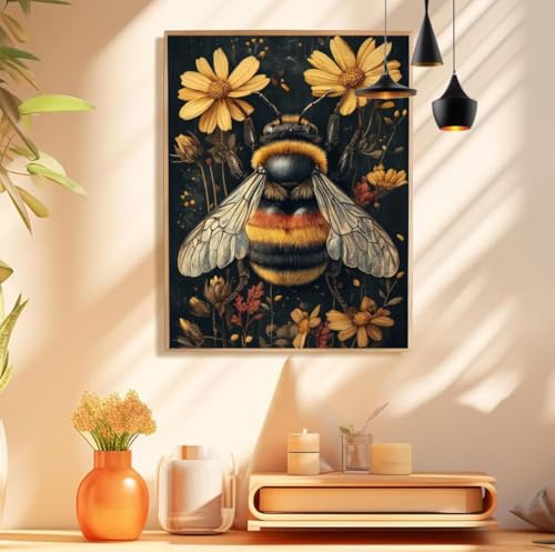 Biene Malen Nach Zahlen Erwachsene Blume Malen Nach Zahlen XXL 150x200cm Paint by Numbers Adult DIY Handgemalt Knitterfreie Leinwand Ölgemälde Set für Deko Schlafzimmer, Geschenke für Männer,Model 201 von wionheng