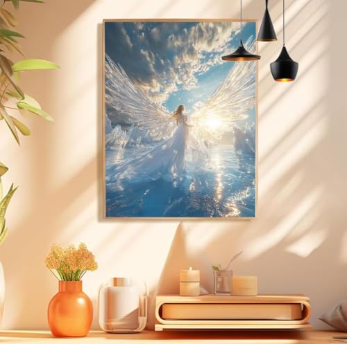 Malen Nach Zahlen Erwachsene Engel Paint by Numbers Sonnenuntergang Malen Nach Zahlen Groß 100x150cm Ohne Rahmen, Ölgemälde Set mit Pinsel und Acrylfarben, Zimmer Deko, Geschenke für Frauen,Model 343 von wionheng
