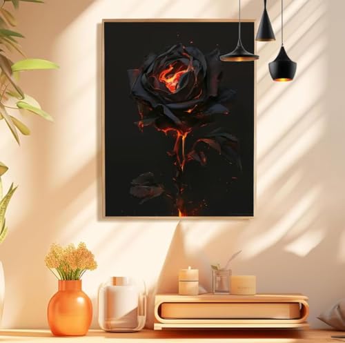 Malen Nach Zahlen Erwachsene Rose Paint by Numbers Schwarz Malen Nach Zahlen Groß 10x20cm Ohne Rahmen, DIY Ölgemälde Set mit 3 Pinsel und Acrylfarben für Deko Aesthetic, Geschenke für Frauen,Model 427 von wionheng
