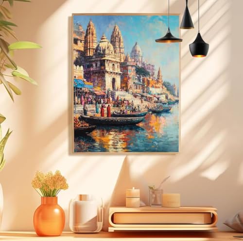 Malen Nach Zahlen Erwachsene indien Paint by Numbers Ganges Malen Nach Zahlen Groß 30x40cm Ohne Rahmen, Ölgemälde Set mit 3 Pinsel und Acrylfarben für Deko Aesthetic, Geschenke für Frauen,Model 325 Malen Nach Zahlen Erwachsene indien Paint by Numbers Ganges Malen Nach Zahlen Groß 30x40cm Ohne Rahmen, Ölgemälde Set mit 3 Pinsel und Acrylfarben für Deko Aesthetic, Geschenke für Frauen,Model 325 von wionheng