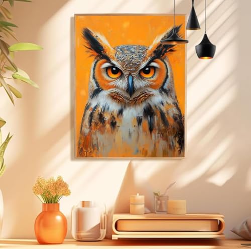 Malen Nach Zahlen Eule Muster Design, Kunst Malen Nach Zahlen Erwachsene Klein 30x40cm, Handgemalt Leinwand Ölgemälde Acrylfarben Kit, Paint by Numbers für Wanddeko Wohnzimmer, Ohne Rahmen,Model 203 von wionheng