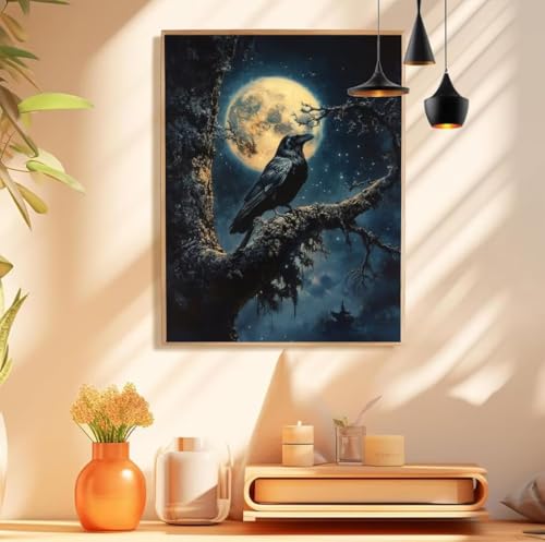 Malen Nach Zahlen KräHe Muster Design, Mond Malen Nach Zahlen Erwachsene Klein 40x50cm, Handgemalt Leinwand Ölgemälde Acrylfarben Kit, Paint by Numbers für Wanddeko Wohnzimmer, Ohne Rahmen,Model 422 Malen Nach Zahlen KräHe Muster Design, Mond Malen Nach Zahlen Erwachsene Klein 40x50cm, Handgemalt Leinwand Ölgemälde Acrylfarben Kit, Paint by Numbers für Wanddeko Wohnzimmer, Ohne Rahmen,Model 422 von wionheng