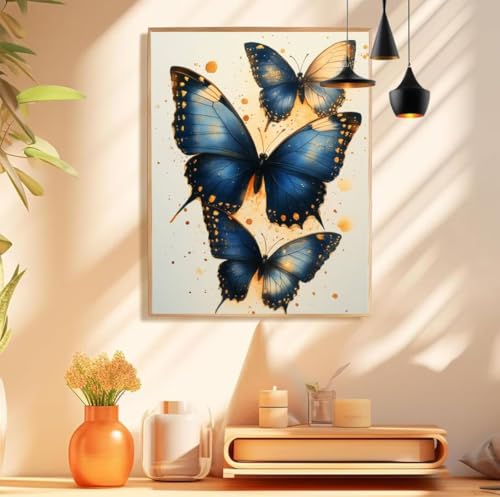 Malen Nach Zahlen Schmetterling Muster, Blau Malen Nach Zahlen Erwachsene Klein 40x50cm, Handgemalt Leinwand Ölgemälde Acrylfarben Kit, Paint by Numbers für Wanddeko Wohnzimmer, Ohne Rahmen,Model 182 Malen Nach Zahlen Schmetterling Muster, Blau Malen Nach Zahlen Erwachsene Klein 40x50cm, Handgemalt Leinwand Ölgemälde Acrylfarben Kit, Paint by Numbers für Wanddeko Wohnzimmer, Ohne Rahmen,Model 182 von wionheng