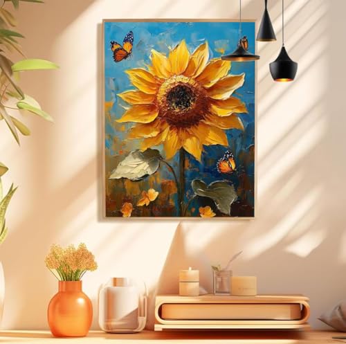 Malen Nach Zahlen Sonnenblume Muster, Schmetterling Malen Nach Zahlen Erwachsene Klein 20x30cm, Handgemalt Ölgemälde Acrylfarben Kit, Paint by Numbers für Wanddeko Wohnzimmer, Ohne Rahmen,Model 176 Malen Nach Zahlen Sonnenblume Muster, Schmetterling Malen Nach Zahlen Erwachsene Klein 20x30cm, Handgemalt Ölgemälde Acrylfarben Kit, Paint by Numbers für Wanddeko Wohnzimmer, Ohne Rahmen,Model 176 von wionheng