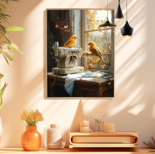 Malen Nach Zahlen Vogel Muster, NäHmaschine Malen Nach Zahlen Erwachsene Groß 90x60cm, Handgemalt Leinwand Ölgemälde Acrylfarben Kit, Paint by Numbers für Wanddeko Wohnzimmer, Ohne Rahmen,Model 179 Malen Nach Zahlen Vogel Muster, NäHmaschine Malen Nach Zahlen Erwachsene Groß 90x60cm, Handgemalt Leinwand Ölgemälde Acrylfarben Kit, Paint by Numbers für Wanddeko Wohnzimmer, Ohne Rahmen,Model 179 von wionheng