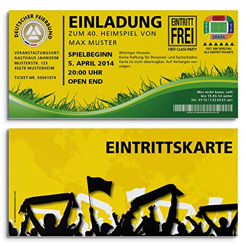 Einladung Einladungskarte Geburtstag Fussball-Stadionticket gelb Dortmund von wirmachendeinekarte.de
