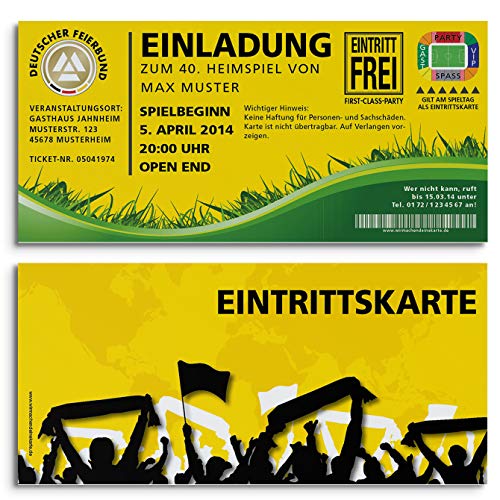 Einladung Einladungskarte Geburtstag Fussball-Stadionticket gelb Dortmund Einladung Einladungskarte Geburtstag Fussball-Stadionticket gelb Dortmund von wirmachendeinekarte.de