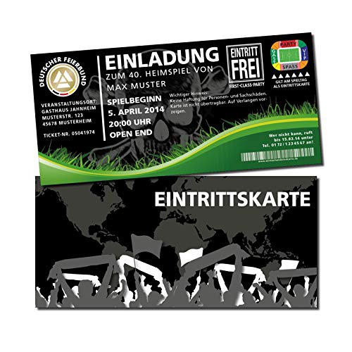 Einladung Einladungskarte Geburtstag Fussball-Stadionticket schwarz individuell von wirmachendeinekarte.de