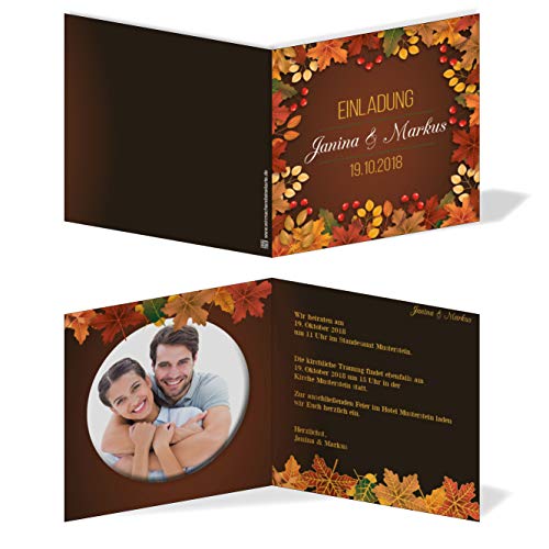 Einladungskarten Hochzeit Hochzeitskarten mit Druck - Herbsthochzeit von wirmachendeinekarte.de