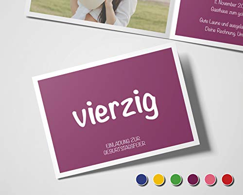 Einladungskarten zum Geburtstag (20 Stück) Einladung zum runden Geburtstag alle Jahre (Lila) Quadrat von wirmachendeinekarte.de