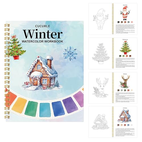 wiroouia Watercolor Workbook | Weihnachts Aquarell Malbuch Malheft | Malerei Zeichenblock Kreativset | Für Kinder Erwachsene Reise Skizzieren Malen von wiroouia