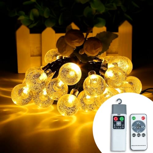 Crystal Globe Plug-in String Lights wasserdicht 6 M 20 Glühbirnen Fee Batterie betrieben wasserdicht Indoor Outdoor hängende dekorative Weihnachten für Home Party Patio Garten Hochzeit (der Blase) von wisdom line