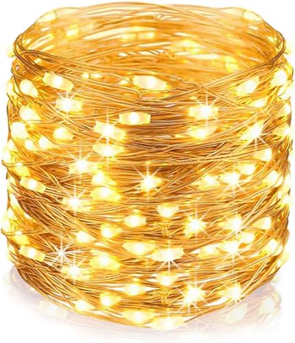 Fairy Lights Stecker, 30 m, 300 LEDs, Weihnachtsbeleuchtung, Innenbeleuchtung, Warm, Weiß, Kupferdraht, langer LED-Lichterkette für Schlafzimmer, Party, Hochzeit, Patio, Festival, Dekoration von wisdom line