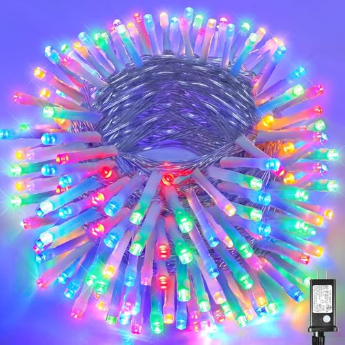 wisdom line LED Lichterkette für Innen und Außen, 8 Beleuchtungsmodi, Timer-Speicherfunktion, 18 m Kabel, Kaltweiß (Colorful, 180LED) von wisdom line